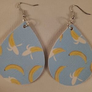 Handmade faux leather banana foodie earrings